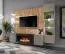 Parete attrezzata "Klubba" 07, grigio perla/rovere Artisan, 1 mobile TV, 1 vetrinetta, illuminazione a LED, sistema "push to open", 200 x 40 x 158 cm