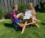 Tavolo da picnic Lisi per bambini, in legno massiccio, larice naturale, 51 x 89 x 84 cm, tavolo per bambini, tavolo da giardino per bambini, molto robusto, due panchine