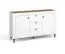 Soggiorno 4 pezzi Q Barbe | Bianco opaco/Rovere | Bordi ABS | Maniglie nere | Design moderno salvaspazio