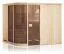 Sauna prefabbricata "Yuma" 68 mm, con 2 finestre e tetto con bordino - misure esterne (l x p x h): 194 x 194 x 199 cm