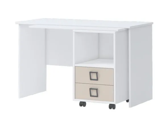 Scrivania per cameretta Benjamin 29 | Bianco/Crema | 76 x 125 x 60 cm | Stile moderno e funzionale