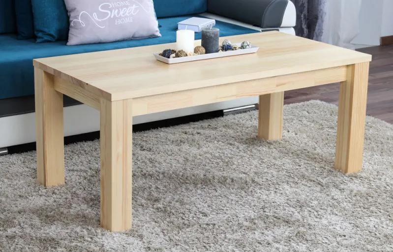 Tavolino in pino massello naturale Junco 483 | 120 x 60 x 50 cm | Design moderno e robusto