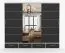 Armadio scorrevole Lusatian 37 | Bianco/Nero | Specchio frontale | 3 ante, 7 scomparti, 4 cassetti | 218 x 250 x 61 cm