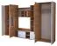 Parete soggiorno moderna | Bianco lucido & effetto legno dorato | 202 x 320 x 52 cm | Ampio spazio e design elegante