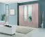 Armadio battente grigio rovere | 2 ante specchio | 2 cassetti | 11 scomparti | 205 x 160 x 52 cm