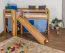 Letto a soppalco Samuel 90 x 200 cm | Faggio massiccio naturale | Scivolo incluso | Rete a doghe avvolgibile