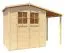 Casetta da giardino "Karben" 02 con estensione tetto, legno grezzo, tetto a due falde - spessore 18 mm, SU: 5,08 m²