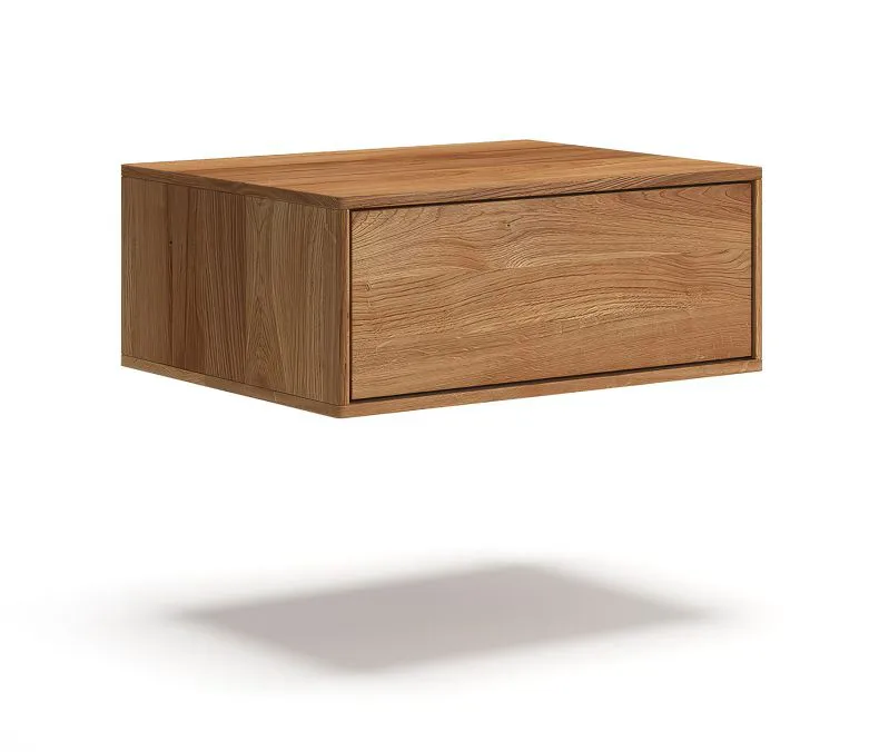 Comodino sospeso "Venant" 16, rovere massello, oliato, 1 cassetto, Funzione “push-to-open”, Sistema "Soft-Close", 50 x 39 x 19 cm