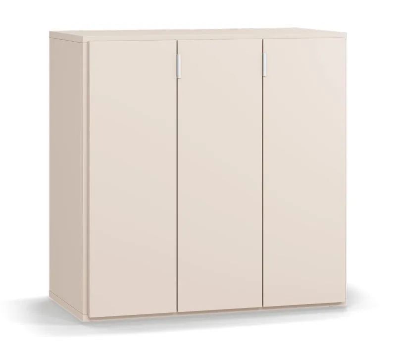 Cassettiera Tacuarembo 20 beige | 3 ante, 6 scomparti, maniglie bianche | Sistema Soft-Close | 90 x 47 x 90 cm