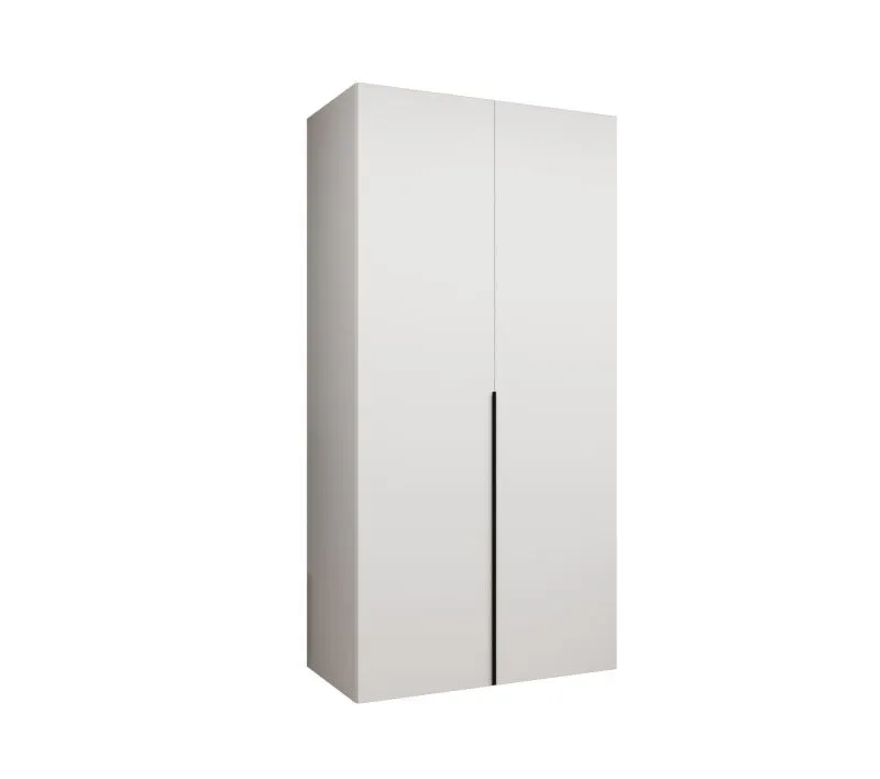 Armadio guardaroba 2 ante battenti bianco Eiger 03 | Maniglie nere | Soft-Close | 1 m larghezza