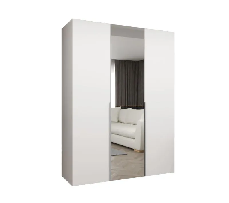 Armadio battente Eiger 79 bianco | 1 anta con specchio | 2 scomparti | Soft-Close | 1,5 m larghezza