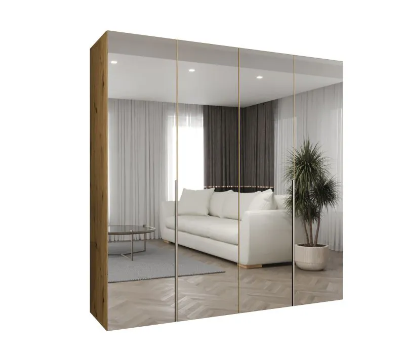 Armadio 4 ante battenti con specchio Eiger 134 | 2 scomparti | 2 m larghezza | Soft-Close