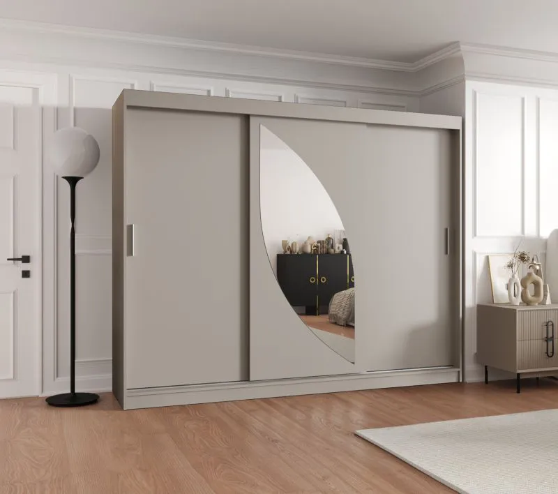Armadio scorrevole "Jorasses" 24 | Cashmere | 2 ante a specchio | 10 scomparti | 2,5 m larghezza