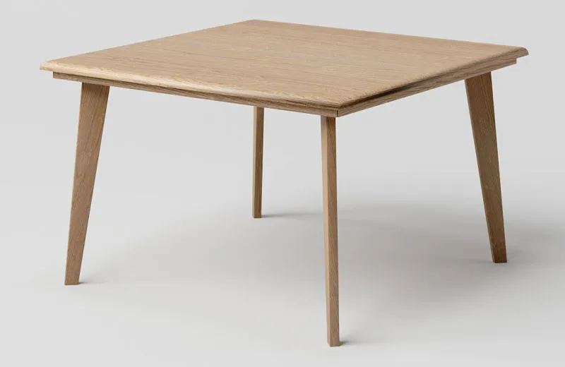 Tavolino rettangolare in rovere massiccio naturale "Aurornis 76" | 80 x 80 x 50 cm | Design moderno e robusto