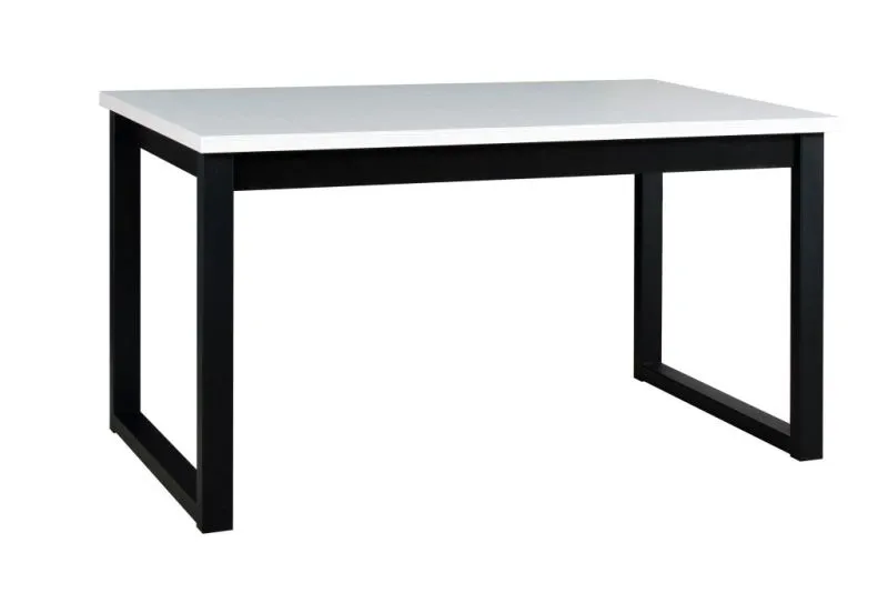Tavolo pranzo MALKA bianco/nero | Allungabile 80 x 140/180 cm | Gambe metallo robuste | Piano laminato 32 mm