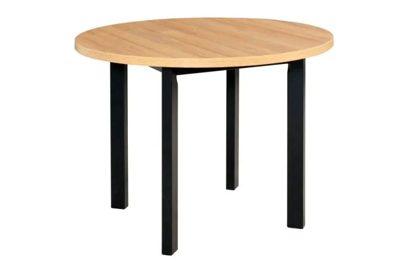 Tavolo da pranzo rotondo LEVA in nero/rovere tinto, dimensioni Ø 100, piano laminato, robuste gambe in legno, facile da abbinare, salvaspazio
