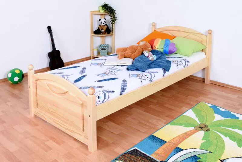 Letto singolo in pino massello naturale 82 | Rete a doghe inclusa | 90 x 200 cm | Design moderno e robusto