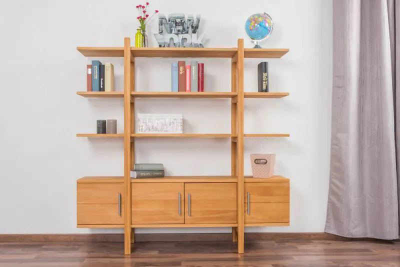 Libreria in faggio massello 150 x 150 x 38 cm | Design moderno | Ampio spazio | Facile montaggio