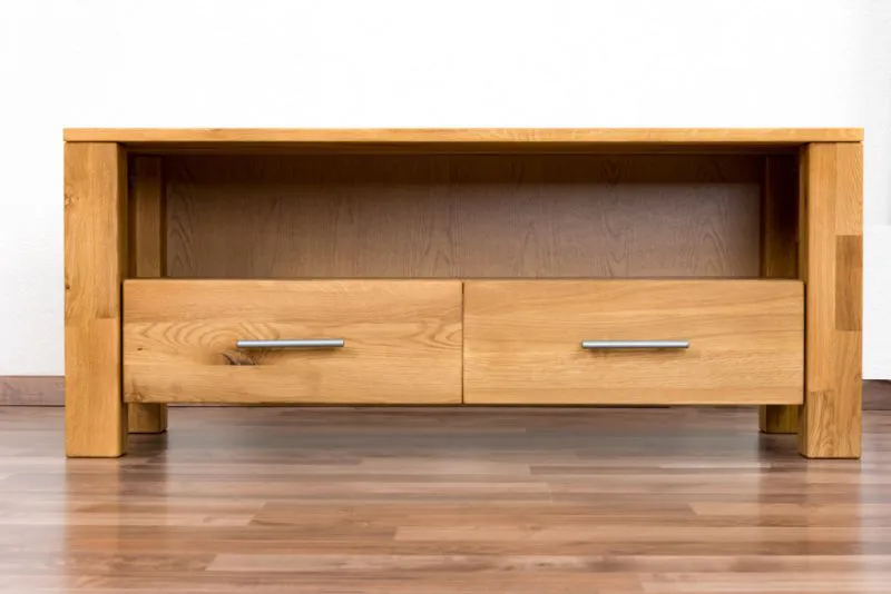Mobile porta TV in rovere massello "Wooden Nature" 125 | Design moderno | 48 x 116 x 45 cm | 2 cassetti
