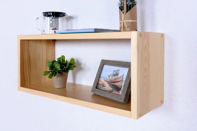 Mensola da parete in pino massello naturale Junco 293 | 25 x 60 x 20 cm | Design moderno e stabile