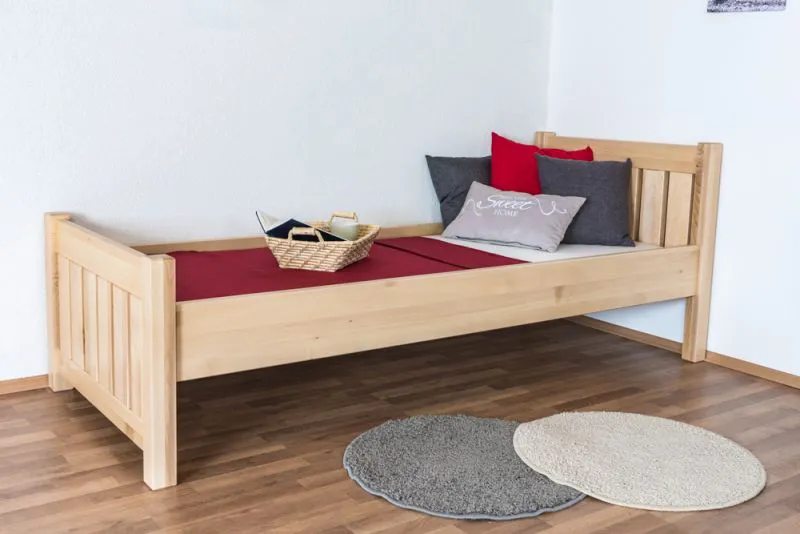 Letto singolo 107, faggio massello, naturale, incl. rete a doghe - 80 x 200 cm