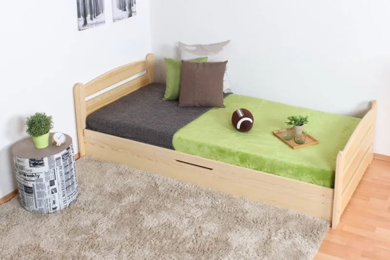 Letto singolo pino massello naturale 92 | Rete a doghe inclusa | 90 x 200 cm | Design moderno e robusto