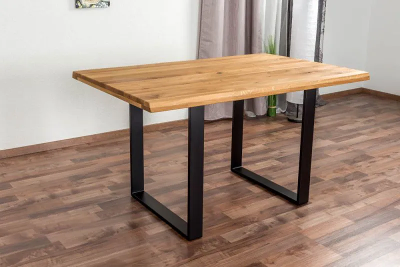 Tavolo da pranzo in rovere massello oliato | Piano liscio | 140 x 90 cm | Design moderno | Wooden Nature 411