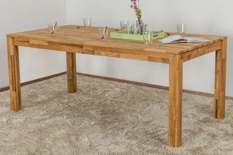 Tavolo pranzo in rovere massello oliato 180 x 90 cm | Wooden Nature 418 | Design moderno e naturale