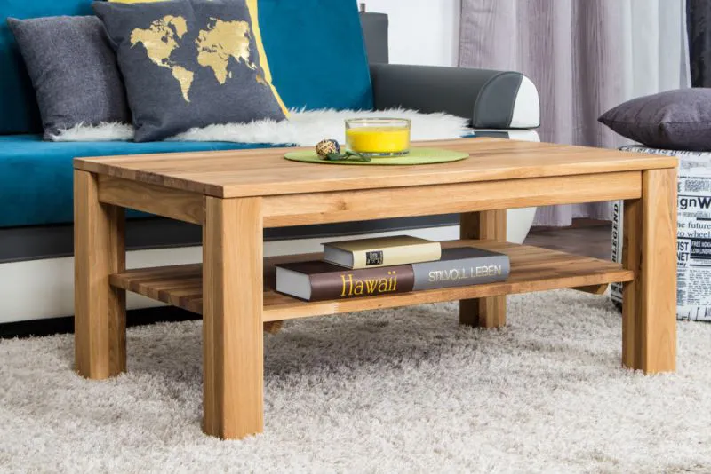 Tavolino da salotto in rovere massello | 105 x 65 x 45 cm | Design moderno e robusto