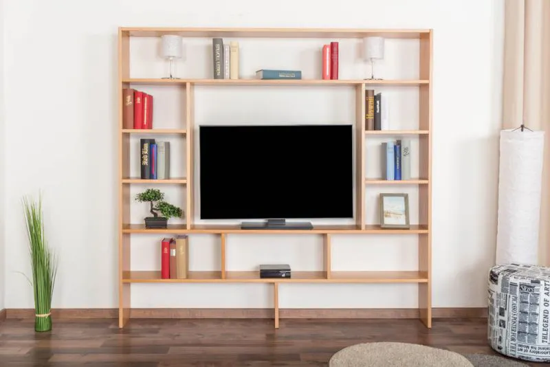 Scaffale Easy Möbel S16 in legno massiccio di faggio naturale | 168 x 174 x 20 cm | 13 scomparti | Design moderno