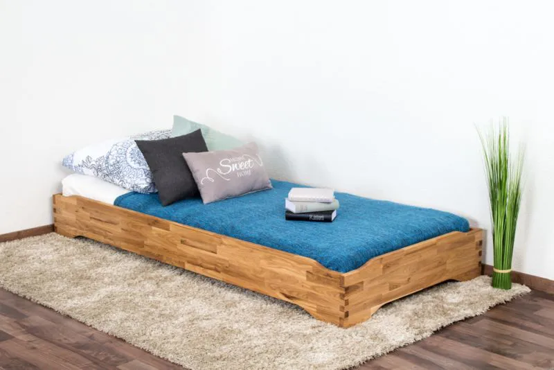 Letto impilabile in rovere massello oliato | 90 x 200 cm | Design salvaspazio moderno | Wooden Nature 424
