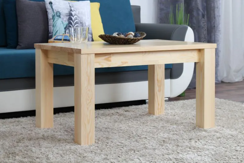 Tavolino in pino massello naturale Junco 484 | 90 x 60 x 50 cm | Design moderno e robusto