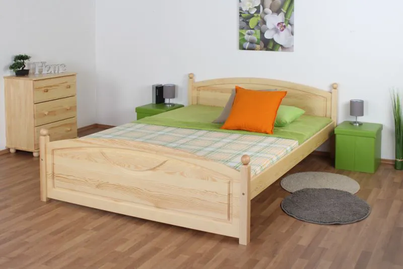 Letto matrimoniale in pino massello naturale 81 | Rete a doghe inclusa | 160 x 200 cm | Design moderno | Robusto