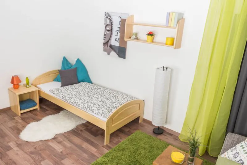 Letto singolo 88, pino massello, naturale, incl. rete a doghe - 90 x 200 cm