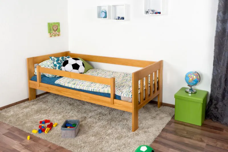 Letto singolo pino massello color ontano 95 | Rete a doghe inclusa | 90 x 200 cm | Design moderno