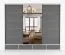 Armadio scorrevole Lusatian 34 | Bianco e grigio | 3 ante con specchio | 7 scomparti, 4 cassetti | 218 x 250 x 61 cm