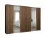 Armadio ad ante battenti "Eiger" 195, color noce, maniglie: oro, 2 ante a specchio, 4 scomparti, 4 barre appendiabiti, Sistema "Soft-Close", larghezza: 3 m