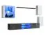 Parete soggiorno moderna Volleberg 39 | Bianco/Grigio | 140 x 250 x 40 cm | Illuminazione LED blu