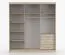 Armadio scorrevole Sredna 02 | Rovere Sonoma e bianco | Specchio frontale | 7 scomparti, 3 cassetti | 218 x 203 x 61 cm