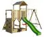 Torretta gioco "19" incl. scivolo a onde, parete da arrampicata, sabbiera, altalena doppia e scala in corda - 405 x 375 cm (l x p)