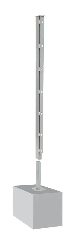 Palo per recinzione Mod. A, Finitura:  zincato, per recinzioni alte: 163 cm, Lunghezza: 168,5 cm, Punti di fissaggioe: 9
