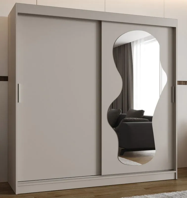 Armadio scorrevole Lagginhorn 20 | Color cashmere | 2 metri | 1 anta a specchio | 10 scomparti