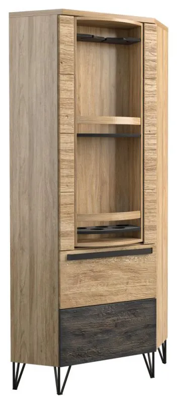 Portabottiglie Benkovac 04 | Rovere/nero | Parzialmente massello | 201 x 69 x 69 cm | Design moderno