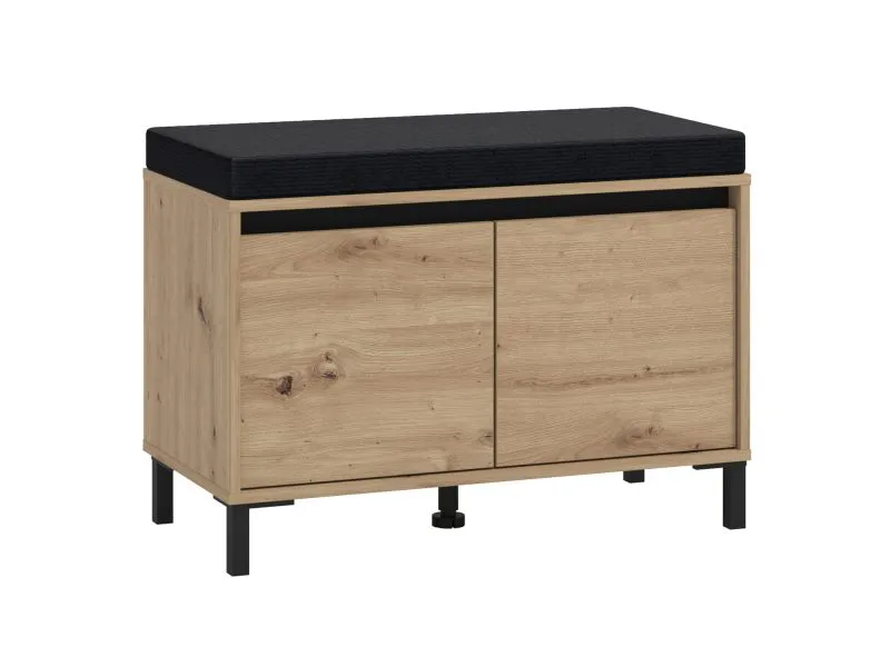 Cassapanca "Priboj" 02, color rovere Artisan, 2 ante a battente, seduta imbottita, 80 x 40 x 57 cm