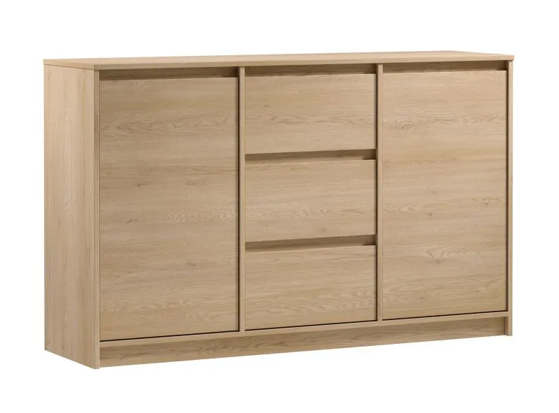 Cassettiera spaziosa Gracilius 02 | 3 cassetti | 87 x 138 x 40 cm | rovere Cremona | 2 ante | 4 scomparti
