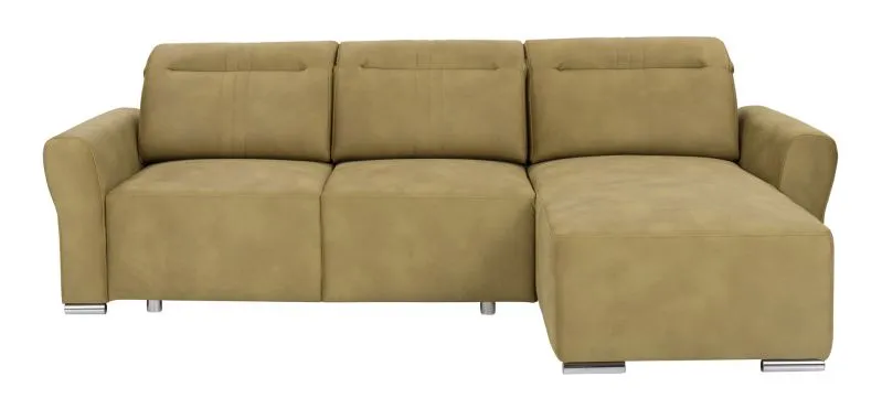 Divano angolare letto Genk 03 verde oliva | 101 x 266 x 176 cm | Poggiapiedi destro | Velluto elegante