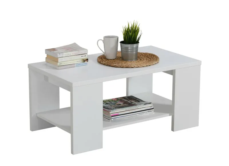 Tavolino da soggiorno Lazarevac 02 | Bianco | 1 ripiano | Bordi in ABS | 41,5 x 90,5 x 50,5 cm