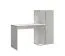 Scrivania moderna "Ithaka" 01 | Bianco/Grigio | 4 scomparti | 1 anta | 129 x 160 x 55 cm
