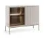 Cassettiera elegante con ante in vetro | Cashmere | 83 x 104 x 39 cm | 4 scomparti | LED integrato | Push-to-open