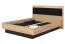 Letto matrimoniale king size 180 x 200 cm | Rovere Artisan e nero | Testiera imbottita grigio scuro | Bordi ABS